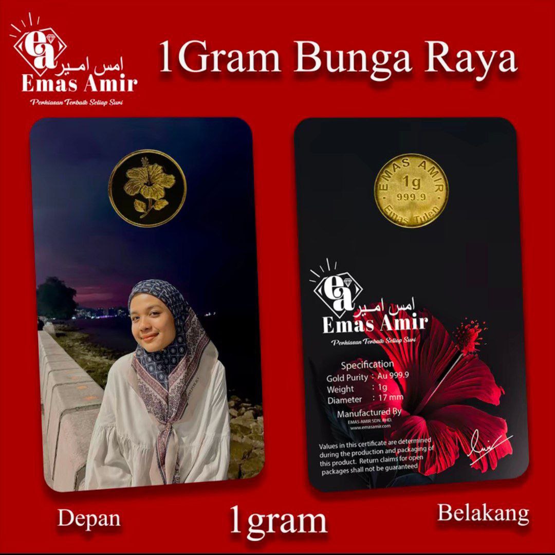 Emas Amir Syiling Emas/Gold Coin 1 Gram 999.9 Custom - Bunga Raya Emas Amir Syiling Emas/Gold Coin 1 Gram 999.9 Custom - Bunga Raya